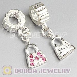 Silver Plated European Handbag Dangle Charms With Stone Wholesale