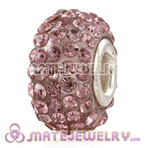 Wholesale European Pink Pave Crystal Bead With Alloy Core