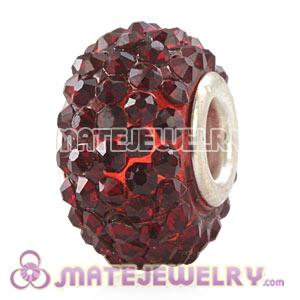 Wholesale European Garnet Pave Crystal Bead With Alloy Core