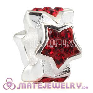 Wholesale 925 Sterling Silver Red Austrian Crystal Star Charm Beads 