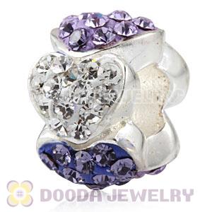  925 Sterling Silver Heart Charm Beads With Austrian Crystal Wholesale 