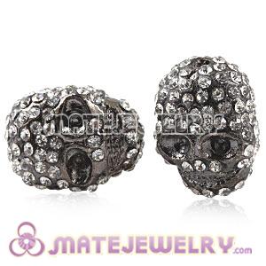 Wholesale 18*13mm Alloy Black Basketball Wives Crystal Skull Beads  