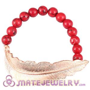 Wholesale Red Coral Feather Beaded Bracelet
