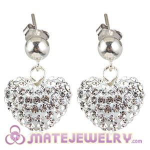 Wholesale Pave Czech Crystal Sterling Silver Heart Earrings 