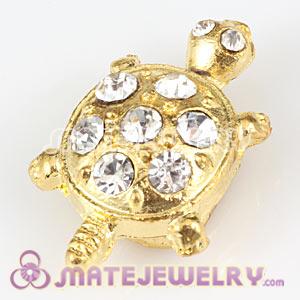 Wholesale Handmade Gold Plated Turtle Charms Beads With Crystal 