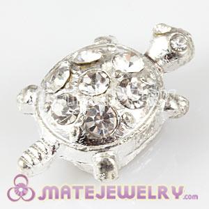 Wholesale Handmade Silver Plated Turtle Charms Beads With Crystal 