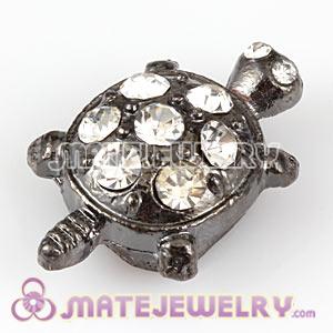 Wholesale Handmade Gun Black Plated Turtle Charms Beads With Crystal 