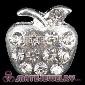 Wholesale Handmade Silver Plated Apple Charms Beads With Crystal 