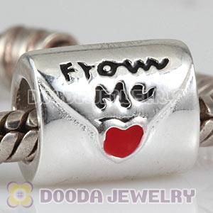Sterling Silver European Love Letter With Red Enamel Beads Wholesale