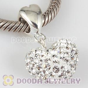Sterling Silver European Dangle Austrian Crystal Heart Charm Beads