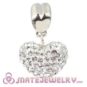 Sterling Silver European Dangle Austrian Crystal Heart Charm Beads