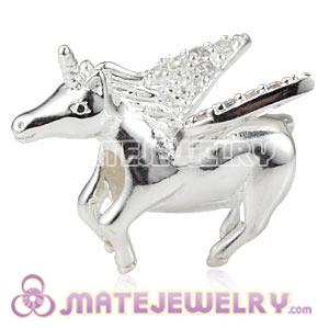 925 Sterling Silver European Unicorn Charm Beads Beads With CZ Stones 