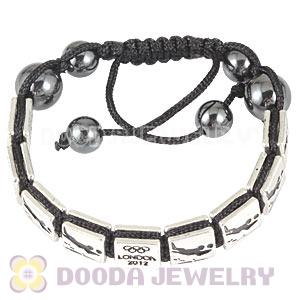 Handmade London 2012 Olympics Beach Volleyball Square Alloy Bracelets With Hematite