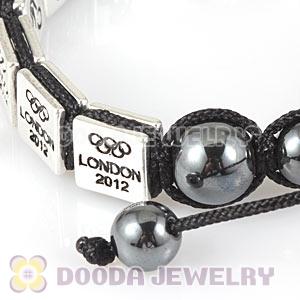 Handmade London 2012 Olympics Cycling BMX Square Alloy Bracelets With Hematite
