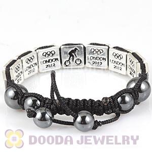 Handmade London 2012 Olympics Cycling BMX Square Alloy Bracelets With Hematite