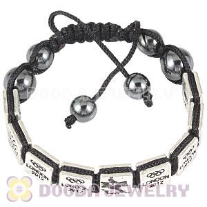 Handmade London 2012 Olympics Equestrian Eventing Square Alloy Bracelets With Hematite