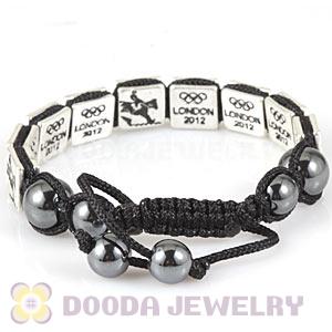 Handmade London 2012 Olympics Equestrian Eventing Square Alloy Bracelets With Hematite