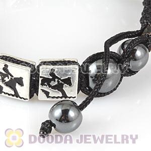 Handmade London 2012 Olympics Equestrian Eventing Square Alloy Bracelets With Hematite