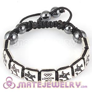 Handmade London 2012 Olympics Equestrian Eventing Square Alloy Bracelets With Hematite