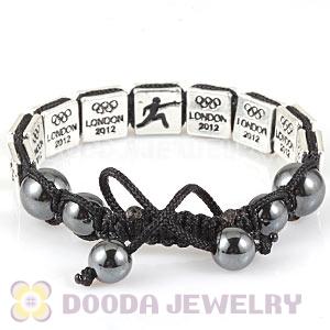 Handmade London 2012 Olympics Fencing Square Alloy Bracelets With Hematite