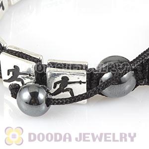 Handmade London 2012 Olympics Fencing Square Alloy Bracelets With Hematite
