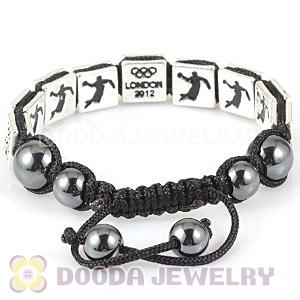 Handmade London 2012 Olympics Handball Square Alloy Bracelets With Hematite