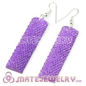 Wholesale Basketball Wives Purple Crystal Bamboo Hoop Earrings 
