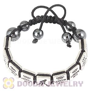 Handmade London 2012 Olympics Hockey Square Alloy Bracelets With Hematite