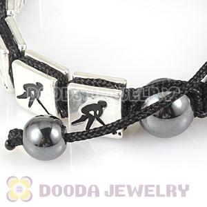 Handmade London 2012 Olympics Hockey Square Alloy Bracelets With Hematite