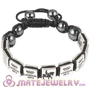 Handmade London 2012 Olympics Equestrian Dressage Square Alloy Bracelets With Hematite
