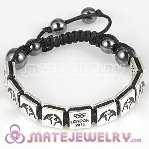 Handmade London 2012 Olympics Wrestling Square Alloy Bracelets With Hematite