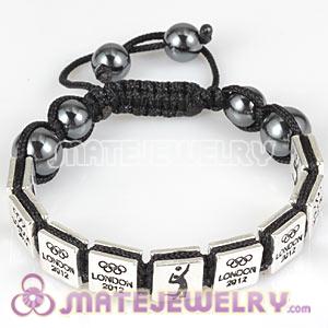 Handmade London 2012 Olympics Volleyball Square Alloy Bracelets With Hematite