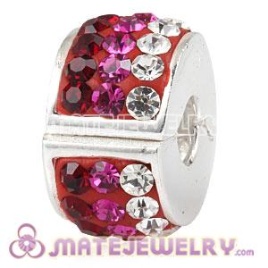 European Style 925 Sterling Silver Clip Beads With Austrian Crystal  