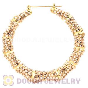 Cheap 85mm Basketball Wives Bamboo Crystal Hoop Earrings Wholesale