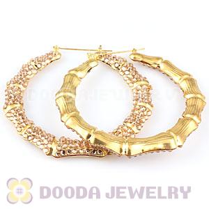 Cheap 85mm Basketball Wives Bamboo Crystal Hoop Earrings Wholesale