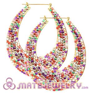 76X90mm Colorful Basketball Wives Bamboo Crystal Water Drop Earrings
