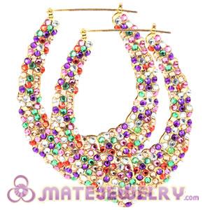 60X80mm Colorful Basketball Wives Bamboo Crystal Water Drop Earrings