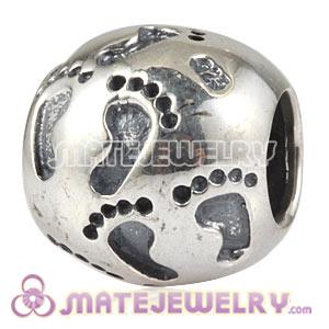 Sterling Silver European Family Footprints Charm Beads Wholesale