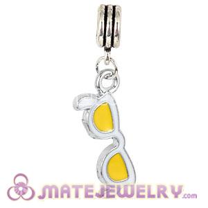 Platinum Plated Alloy Enamel Yellow Sunglass Charms Wholesale 