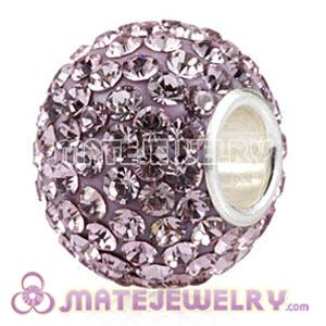 10X13 Charm European Beads With 130pcs Light Amethyst Austrian Crystal 925 Silver Core