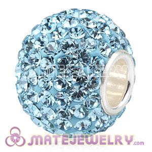 10X13 Charm European Beads With 130pcs Aquamarine Austrian Crystal 925 Silver Core