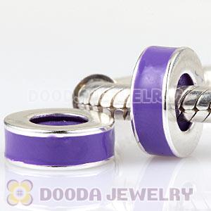 925 Sterling Silver Enamel Purple Charms Beads For Bracelets