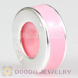 925 Sterling Silver Enamel Pink Charms Beads For Bracelets