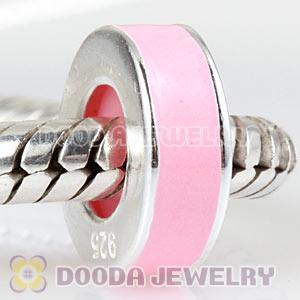 925 Sterling Silver Enamel Pink Charms Beads For Bracelets