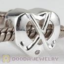 925 Sterling Silver European Hockey Sticks Heart Charm Beads With CZ Stones