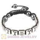 Handmade London 2012 Olympics Weightlifting Square Alloy Bracelets With Hematite