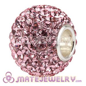 10X13 Charm European Beads With 130pcs Light Rose Austrian Crystal 925 Silver Core