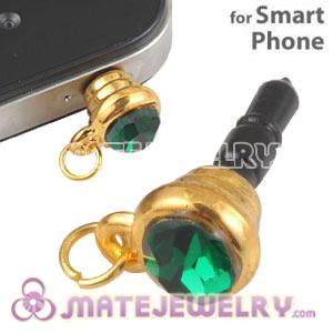 Wholesale Earphone Jack Plug Accessory With Green Crystal For Smart Phone 