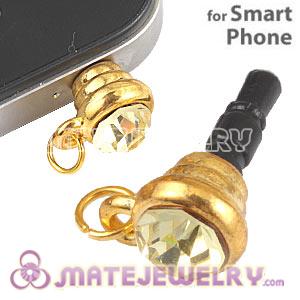 Wholesale Earphone Jack Plug Accessory With Yellow Crystal For Smart Phone 