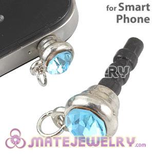 Wholesale Earphone Jack Plug Accessory With Cyan Crystal For Smart Phone 